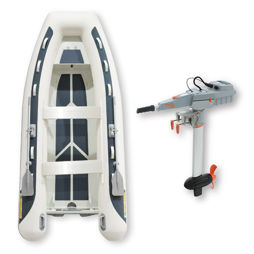 3.65m HYPALON ISLAND INFLATABLE RIB BOAT + 3HP TORQEEDO TRAVEL 1103 ELECTRIC OUTBOARD " UNBEATABLE PACKAGE DEAL " Aluminium Rigid Bottom & Motor Combo