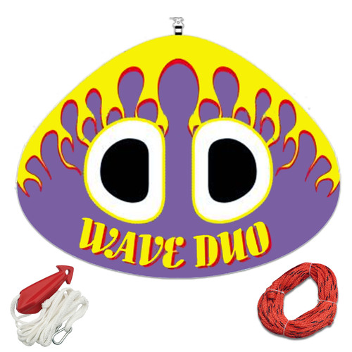 WAVE DUO SKI TUBE 1-2 Person " Advanced Kit " with Rope & Bridle. Double Rider 81 Inch / 206cm Dia Water Ski Biscuit
