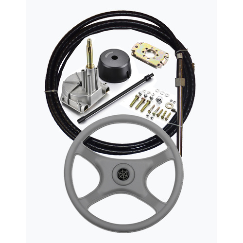 BOAT STEERING KIT ✱ 12FT / 3.6m ✱ Cable Helm GREY Wheel Multiflex Teleflex Morse Compatible