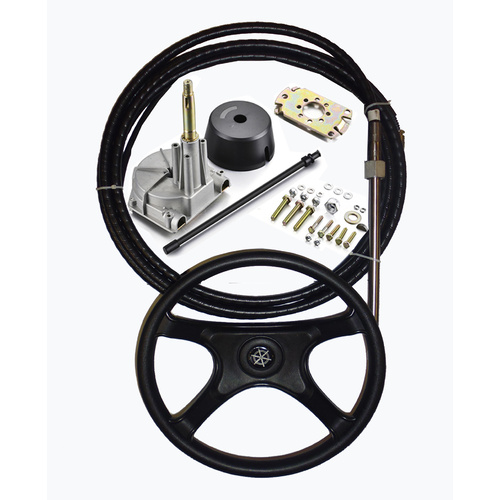 Boat Steering Kit 19ft / 5.79m Cable Helm Wheel Multiflex Teleflex Compatible Part #: YK7-160-19-H-W
